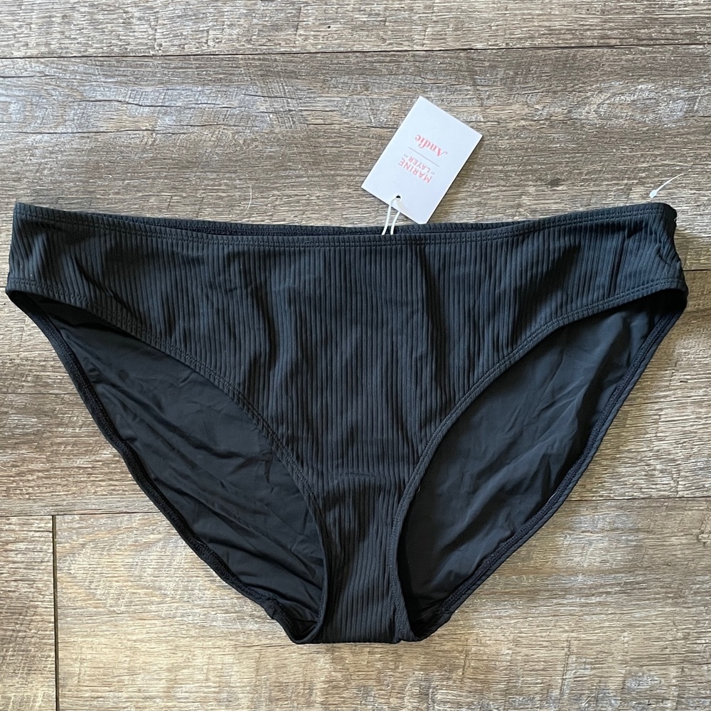 NWT Andie x Marine Layer Black Ribbed Bikini Bottoms